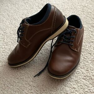 Boys’ Brown Leather-Look Dress Shoes, 13